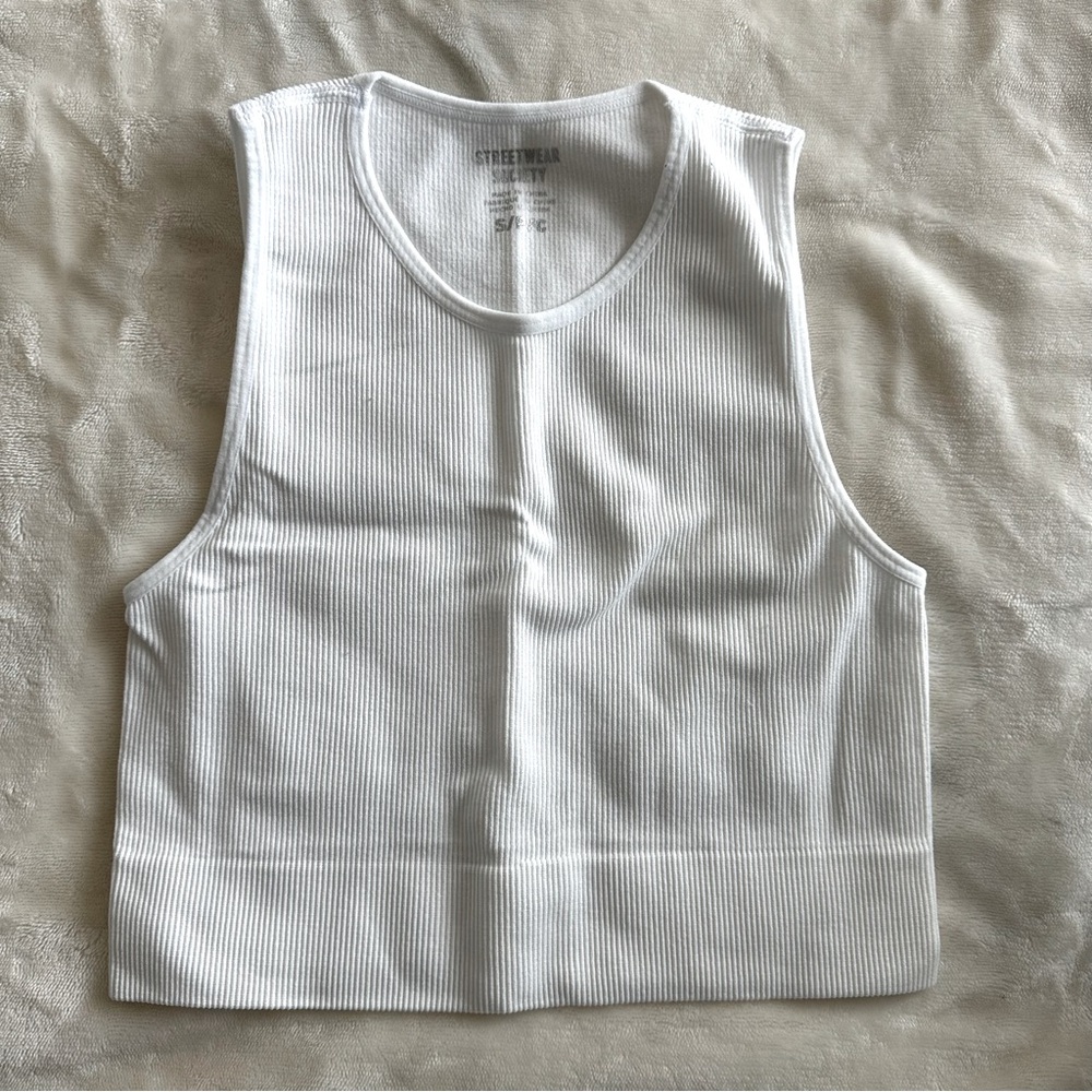 small white tank crop top